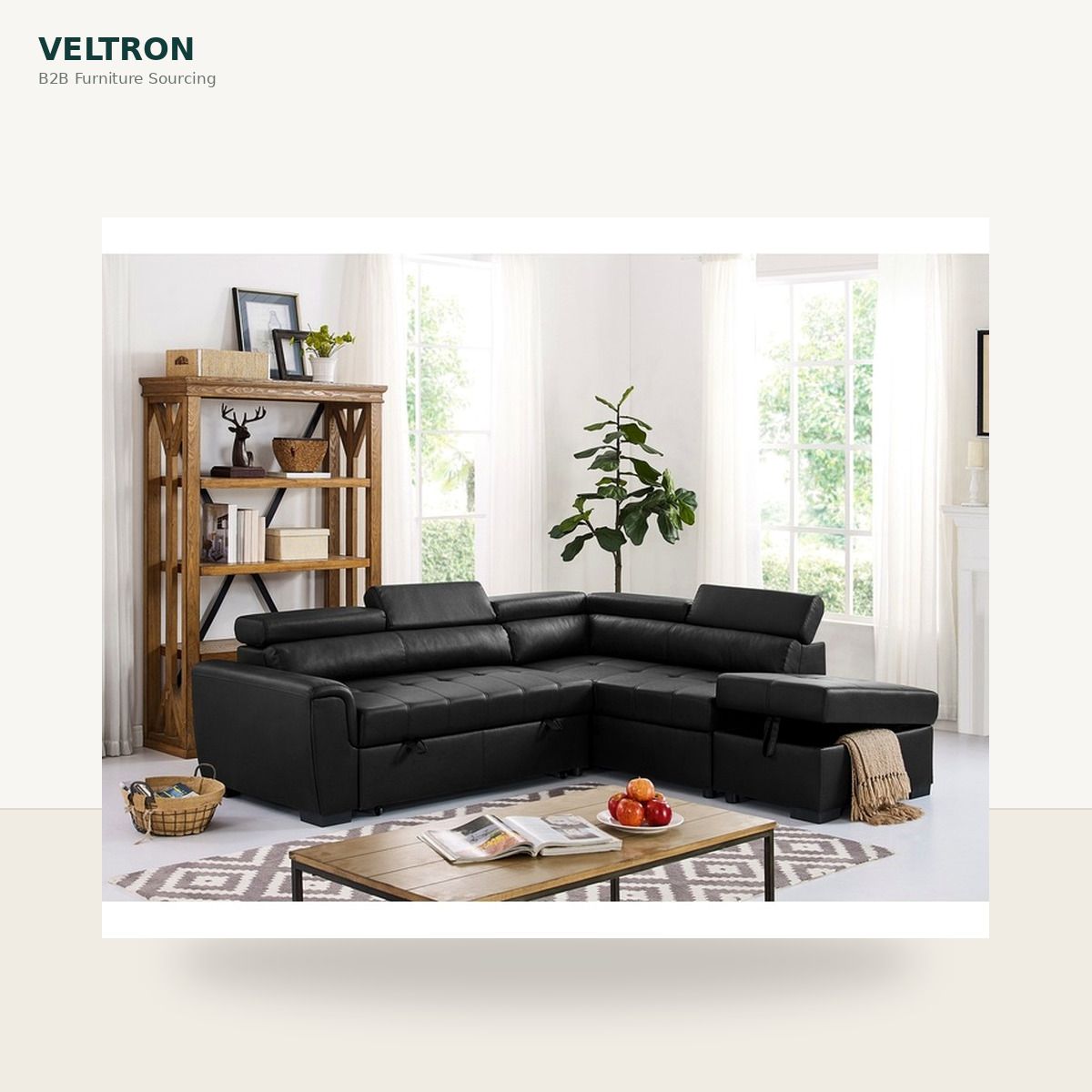 Black Sleeper Sectional Sofa