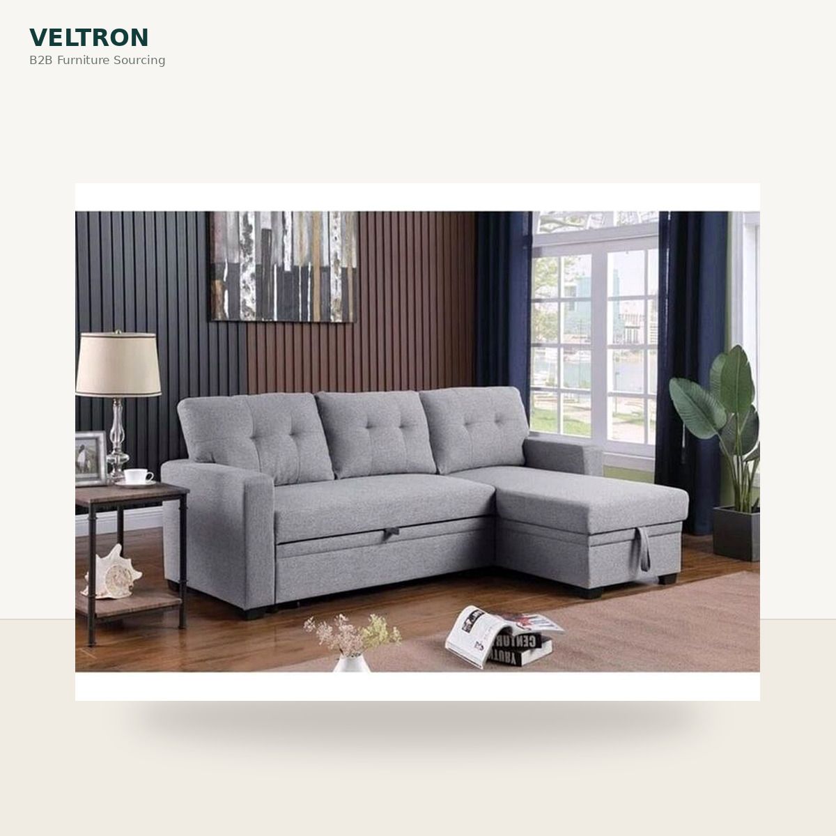 Convertible Fabric Sleeper Sectional Sofa