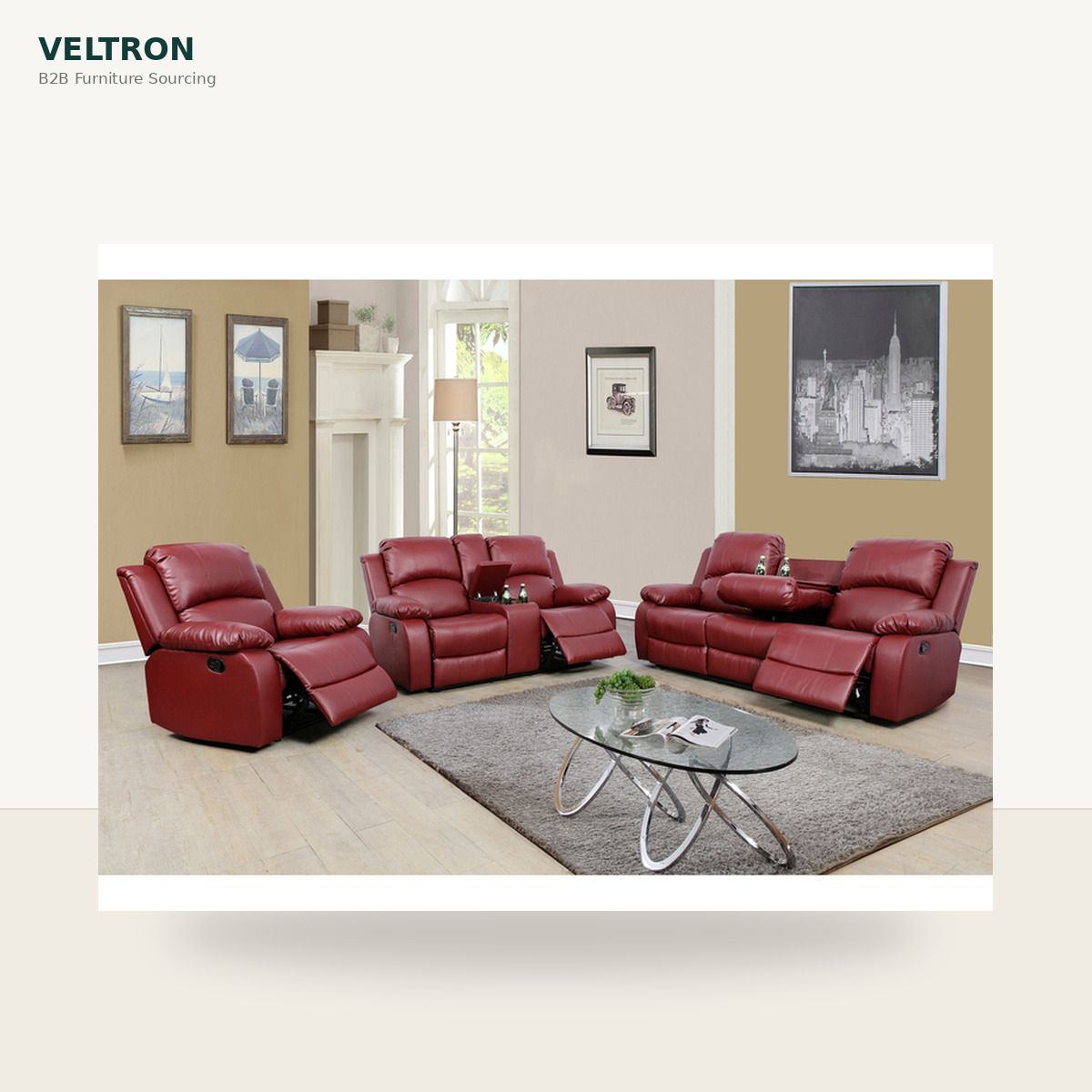 Red Leather Sectional Sofa