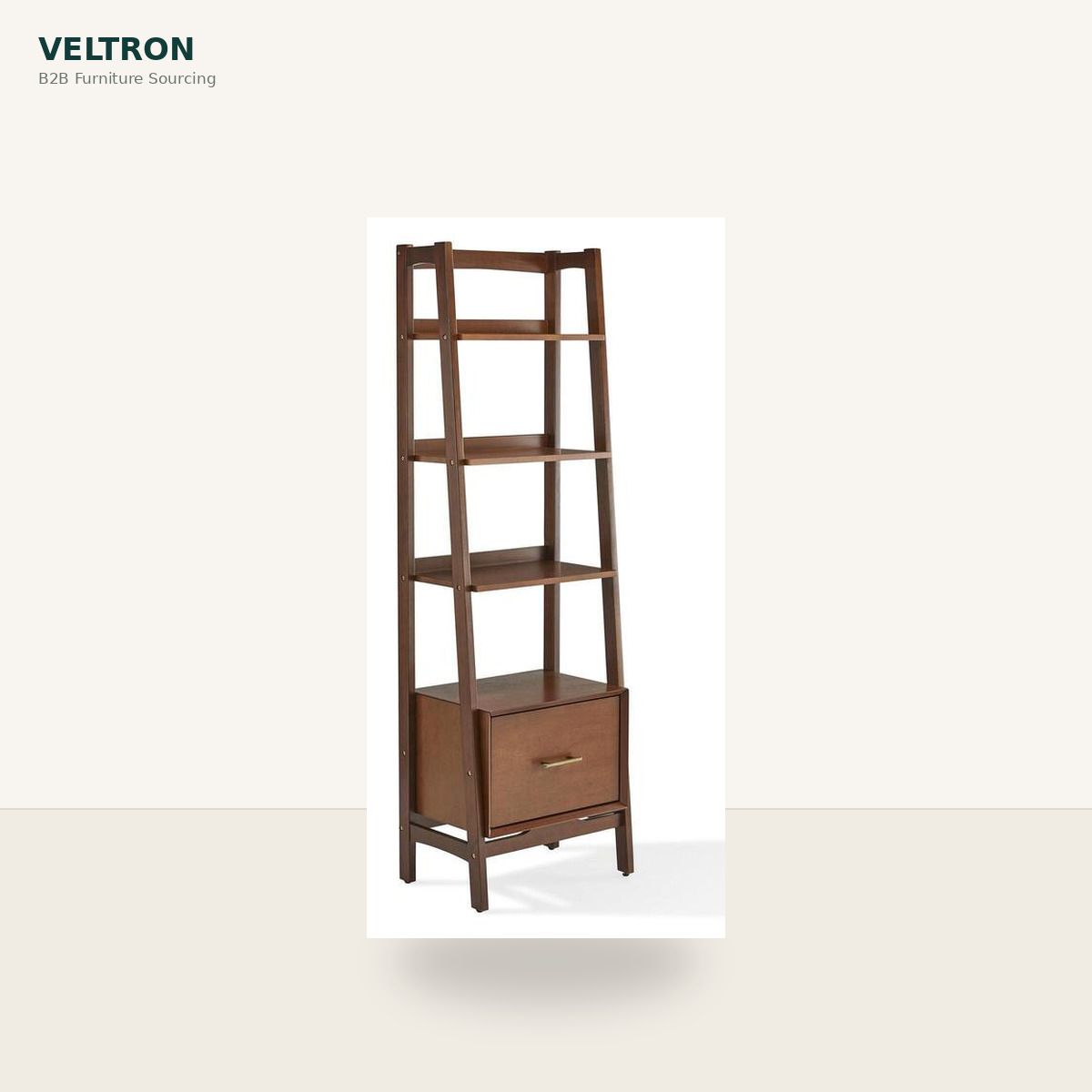 Small Wood Bookcase Etagere with Drawer 4 Shelf Narrow Bookcase