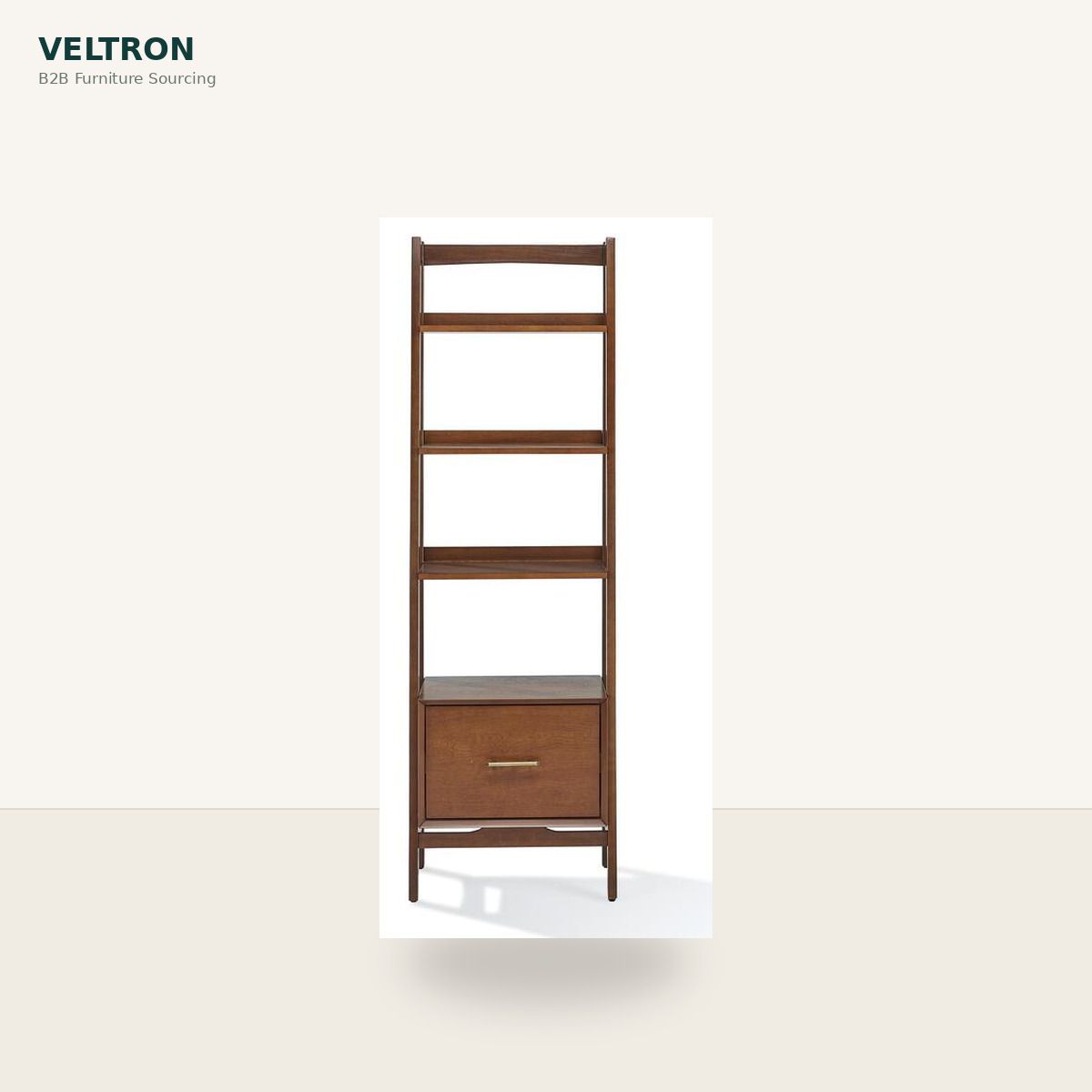 Small Wood Bookcase Etagere with Drawer 4 Shelf Narrow Bookcase 2